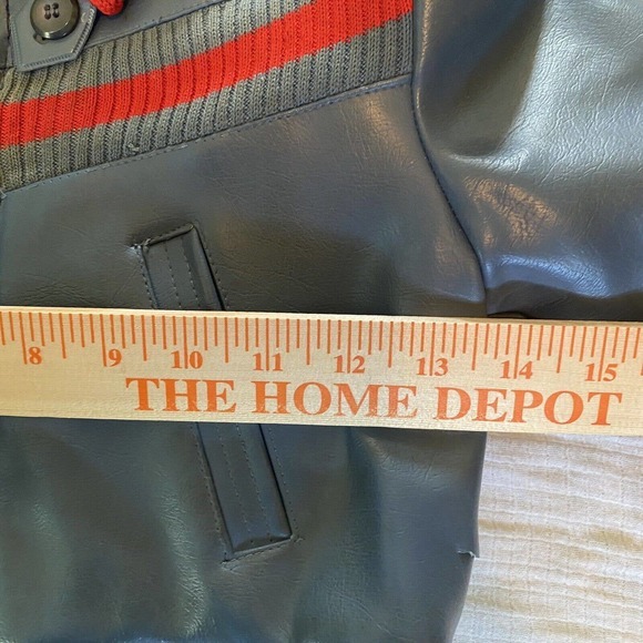 Aristo Vintage Boys Faux Leather Bomber Jacket Gray 4 - Picture 6 of 9